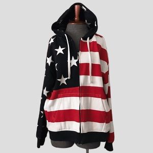 Red, White, and Blue American Hoodie Men’s Sz S